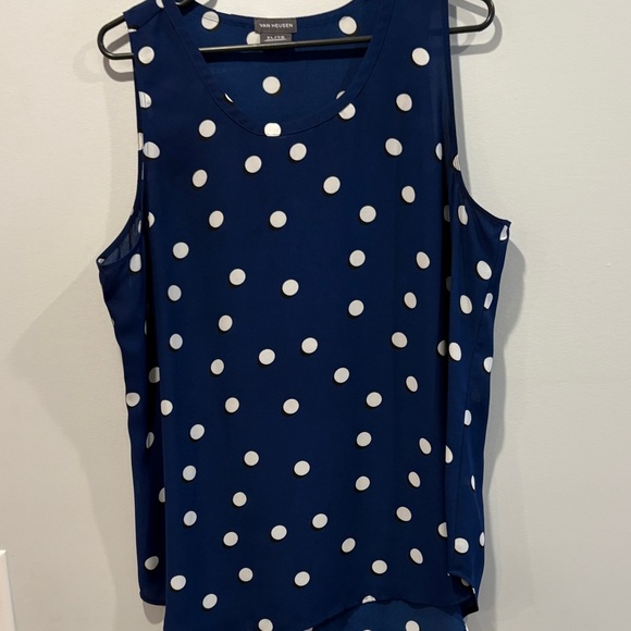 Vince Camuto Blue Polka Dot Sleeveless Blouse - Picture 1 of 4